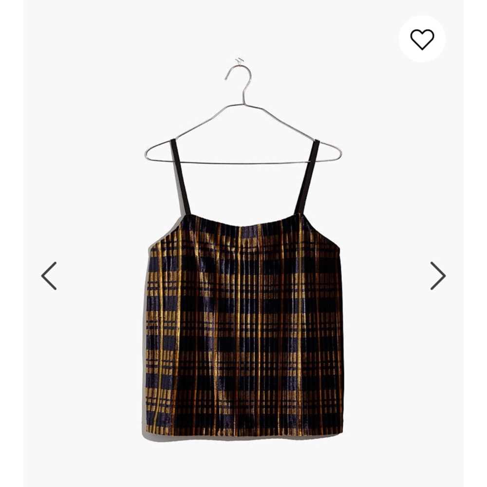 NWT Madewell velvet cami tank top plaid